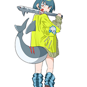 chica tiburón . Un proyecto de Diseño de personajes, Dibujo digital, Ilustración digital, Ilustración tradicional y Manga de luis antonio chavez alvarez - 11.12.2024