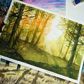 Minha paisagem dos sonhos ficou assim.... Un proyecto de Pintura y Pintura a la acuarela de Éder Luciano Barbosa - 11.12.2024
