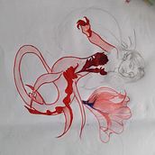 one armed scarlet mermaid . Creativit, Drawing, Traditional illustration, and Sketchbook project by jjueab - 12.11.2024