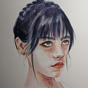 Proyecto del curso. Desenho de retrato, Ilustração tradicional, e Pintura em aquarela projeto de superpilaring - 12.12.2024