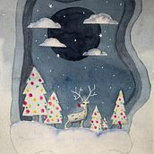 Xmas forest. Un projet de Dessin au cra, on, Illustration traditionnelle, Illustration jeunesse, Narration, Peinture , et Aquarelle de Mary Barcelona Lebrato - 12.12.2024