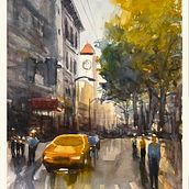 aqua_city. Watercolor Painting, Fine Arts, and Architectural Illustration project by Hanna Gawlas - 12.15.2024