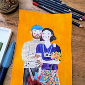 Attempted to Follow the Illustration Subject from the Course. Colored Pencil Drawing, Traditional illustration, Painting, Portrait Drawing, and Watercolor Painting project by mahfamzohrabi - 12.17.2024