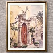Iglesia en Trapani, Italia. Drawing, Watercolor Painting, Architectural Illustration, Sketchbook, Ink Illustration, and Sketching project by Antonela Gioscio - 12.18.2024