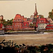 Kaiserswerth Düsseldorf  . Architectural Illustration, Drawing, Ink Illustration, Sketchbook, and Sketching project by Karin Scholtes - 12.23.2024