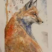 FOX . Realistic Drawing, Traditional illustration, Naturalistic Illustration, and Watercolor Painting project by Nathalie Therrien - 12.23.2024