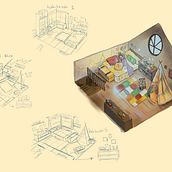 La habitación de Olivia. Concept Art, Digital Drawing, Digital Illustration, and Drawing project by jaxisjm - 12.23.2024