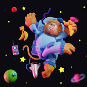 Space Monkey. Un projet de 3D, Conception de personnages 3D, Conception 3D, Modélisation 3D , et Conception de personnages de San Chris Ma - 24.12.2024