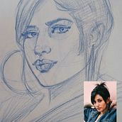 Female portrait. Artistic Drawing, Drawing, Portrait Drawing, Sketchbook, and Sketching project by didicastmail - 12.24.2024