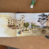 St. Eugenie a Biarritz. Watercolor Painting, Fine Arts, and Architectural Illustration project by Luis Carvajal - 12.29.2024