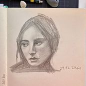 Quick portrait sketch in HB pencil. Pencil Drawing, Portrait Drawing, and Sketchbook project by sis - 12.29.2024