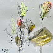 Gold-Flowers . Drawing, Fine Arts, Painting, and Creativit project by Wibke Glück - 12.29.2024