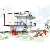 Casa campestre. Architectural Illustration, Architecture, ArchVIZ, Digital Architecture, Interior Design, and Spatial Design project by Daniela Salazar Rodríguez - 12.29.2024