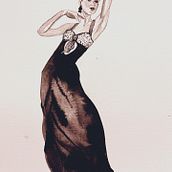 Polka dot bow tie gown. Fashion Illustration	, Traditional illustration, and Watercolor Painting project by codychuff - 12.31.2024
