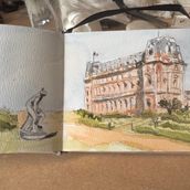 Hotel du Palais en Biarritz. Drawing, Watercolor Painting, Architectural Illustration, Sketchbook, Ink Illustration, and Sketching project by Luis Carvajal - 12.31.2024