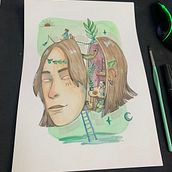 Projeto ilustração surrealista Isabelle. Drawing, Fine Arts, Traditional illustration, Painting, and Watercolor Painting project by Isabelle Dutra - 12.31.2024