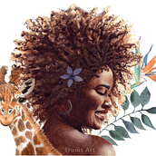  Illustrated portrait final project - Africa. Fine Arts, Traditional illustration, Painting, Watercolor Painting, Drawing, Portrait Drawing, and Artistic Drawing project by dena007_p - 01.01.2025