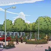 "A PROPOSED PARALLEL PARKING SPACE & A FREESTANDING PUBLIC VERANDA". Architectural Illustration, Architecture, Digital Architecture, Drawing, Traditional illustration, and Spatial Design project by Tom Matthew Macasojot - 01.03.2025
