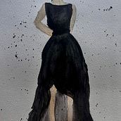 Ilustración de moda con acuarela Total Black . Fashion Illustration	, Traditional illustration, and Watercolor Painting project by Alicia Vecino - 01.03.2025