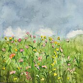Where natures colors meet the calm of the soul! Meadow with vibrant illustration. Painting, Traditional illustration, Drawing, Watercolor Painting, Creativit, and Botanical Illustration project by Mayura Singh - 01.06.2025