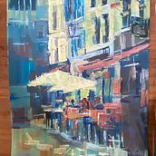 Mi terraza de café. Acr, lic Painting, Fine Arts, and Painting project by Griselda Gottero - 01.06.2025