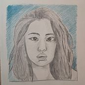 Ragazza su sfondo blu. Desenho artístico, Desenho, Desenho de retrato, Sketchbook, e Esboçado projeto de mirko_baggio - 08.01.2025