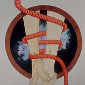 El hilo rojo del destino. Fine Arts, Painting, Traditional illustration, and Watercolor Painting project by Seila Pedrido Díaz - 01.09.2025