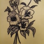 Tatuaje botánico con puntiillismo - Pensamiento. Un progetto di Design di tatuaggi, Illustrazione tradizionale e Illustrazione botanica di dannybfg9000 - 11.01.2025