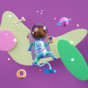 Proyecto 3D Blender: Rosca en el espacio! :). 3D, 3D Character Design, 3D Design, 3D Modeling, and Character Design project by Carolina Ailen Sepulveda - 01.12.2025
