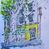 Tarde bajo el árbol . Architectural Illustration, Drawing, Ink Illustration, Sketchbook, and Sketching project by andresfelipemleal - 01.13.2025