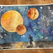 Galaxies and friends . Fine Arts, Painting, Traditional illustration, and Watercolor Painting project by cdiscoe - 01.15.2025