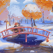 Paisaje Invernal - Ilustración de escenario. Un projet de Art conceptuel, Illustration traditionnelle, Illustration numérique, Jeux vidéo, Animation, Cinéma, vidéo et télévision , et Conception de jeux vidéo de Gabriel Valencia - 16.01.2025