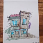 My very first sketch. Architectural Illustration, Drawing, Ink Illustration, Sketchbook, and Sketching project by yoman06 - 01.16.2025