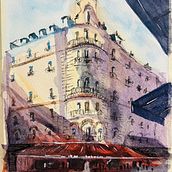 Architectural water painting . Drawing, Watercolor Painting, Architectural Illustration, Sketchbook, Ink Illustration, and Sketching project by Abhinavreddy2101 - 01.17.2025