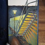 some stairs. Architectural Illustration, Gouache Painting, Painting, Sketchbook, Sketching, and Fine Arts project by Jascha Süßmilch - 01.18.2025
