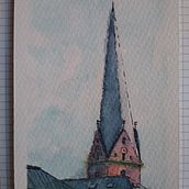Final Project_Hauptkirche St. Petri. Drawing, Watercolor Painting, Architectural Illustration, Sketchbook, Ink Illustration, and Sketching project by rlvbr - 01.20.2025
