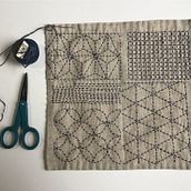 Bordado japonés Sashiko - Mi proyecto. Un progetto di DIY, Ricamo, Fiber Art, Textile Design, Upc e cling di Alejandra Balanzario G - 23.01.2025