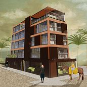 Edificio Dinámico. Architecture, Collage, Interior Design, Graphic Design, Digital Architecture, Interior Architecture, Architectural Illustration, L, and scape Architecture project by Fabrizio Marcelo - 01.25.2025