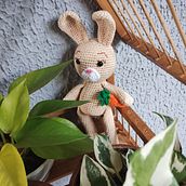 Um coelhinho com sua cenoura, não quer guerra com ninguém. Ein Projekt aus dem Bereich Amigurumi, Crochet, DIY, Weben, Textildesign und Spielzeugdesign von Adriana Sanches - 25.01.2025