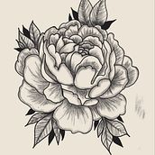 Pivoine. Tattoo Design project by Elisa Rodrigues - 01.27.2025