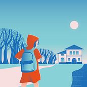 Caperucita escolar. Un proyecto de Ilustración editorial, Ilustración tradicional, Ilustración digital e Ilustración vectorial de Lisa Fernández Karlsson - 27.01.2025