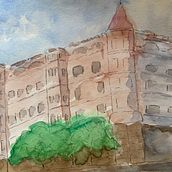 Old hotel downtown Boise. Un proyecto de Dibujo, Pintura a la acuarela, Ilustración arquitectónica, Sketchbook, Ilustración con tinta y Bocetado de Alan Benson - 27.01.2025