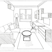 Interior en perspectiva. Architecture, Drawing, Traditional illustration, and Architectural Illustration project by Natalia Alfaro Alfaro - 01.28.2025