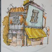 Projeto Final - Curso Desenho Arquitetônico Expressivo - Paisagens Urbanas Japonesas. Architectural Illustration, Drawing, Ink Illustration, Sketchbook, and Sketching project by GUILHERME PENA - 01.29.2025
