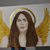 Lady Gaga Angel. Portrait Drawing, Traditional illustration, and Watercolor Painting project by Virginia Rojas - 01.29.2025