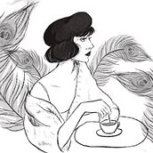 Joven con plumas de pavo real. Portrait Drawing, Digital Drawing, Traditional illustration, Digital Illustration, and Drawing project by Maite Gallego López - 01.29.2025