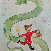 Lunar New Year . Traditional illustration, Watercolor Painting, and Children's Illustration project by Miriam Rute - 01.30.2025