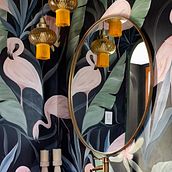 Toilette Flamencos . Botanical Illustration, Interior Decoration, Naturalistic Illustration & Interior Design project by Agustina Rodrigo - 01.31.2025