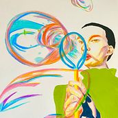 Bubbles Lady. Drawing, Figure Drawing, Fine Arts, Gouache Painting, Pencil Drawing, Portrait Drawing, and Realistic Drawing project by saraileoneli - 02.02.2025