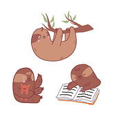 Kawaii sloth. Character Design, and Traditional illustration project by KT Eva - 02.03.2025